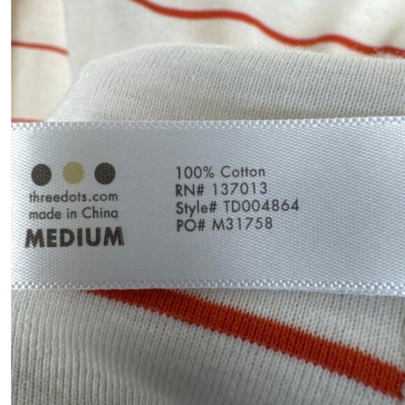 Three Dots Women's Racerback Tank Top White Red Stripes 100% Cotton Size M NWT - Picture 6 of 7